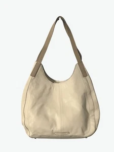 Bolso de Hombro Hobo Boho Lucky Brand Cuero Genuino Whipstitch Asas Crema - Imagen 1 de 12