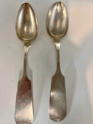 Antigua moneda J. F. Robinson cucharas de plata - Wilmington, Delaware - aprox. 1830-1850 Foto 1 de 4