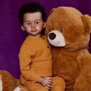 Carino 30 pollici rifinito Reborn Baby Doll ragazzo capelli radicati a mano regalo bambola pelle nera - Foto 1 di 3