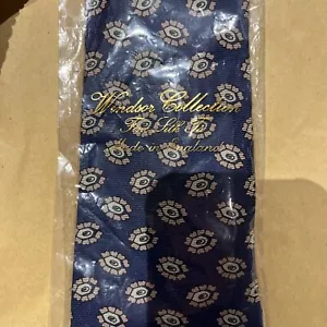 THE WINDSOR COLLECTION TIE RACK MENS 100% SILK 58” NECKTIE. Blue. Floral. New. - Imagen 1 de 9