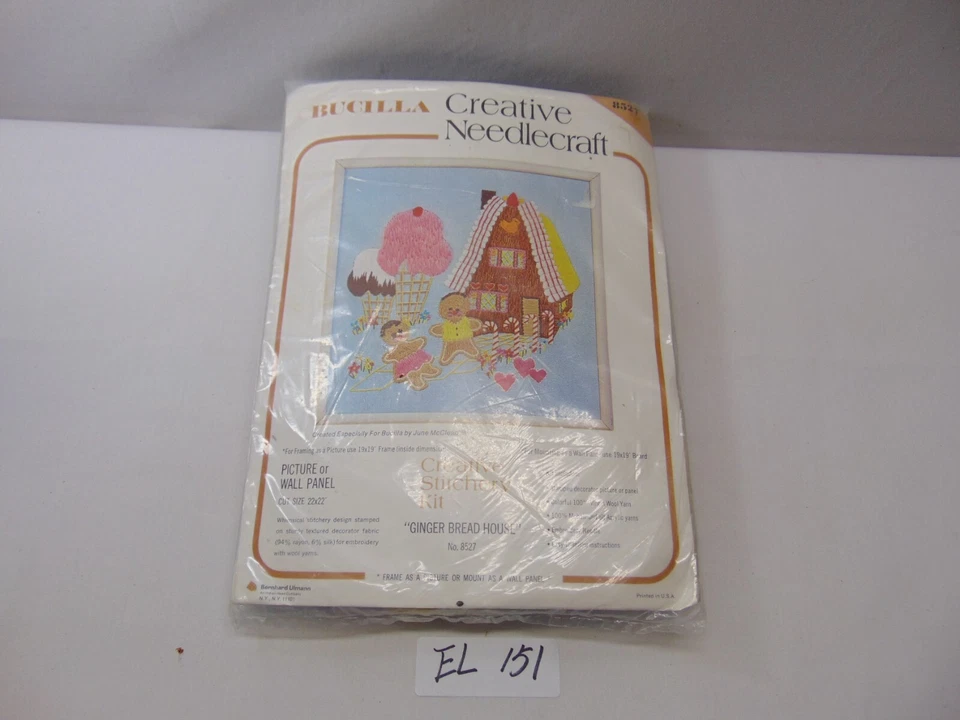 Novo Kit Crewel Bucilla Creative Needlecraft 8527 Casa de Pão de Gengibre 22 X 22 Selo - Imagem 1 de 4