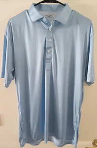 COLLARS & Co. Performance Polo Golf Shirt Men's L Light Blue Herringbone - Picture 1 of 7