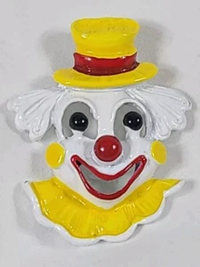 Gerry’s Clown Circus Brooch Pin 1.5" Red Nose Yellow Hat White Big Eyes Dimples  - Picture 1 of 9