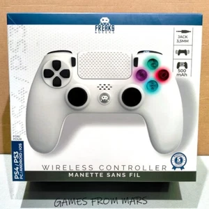 FREAKS & GEEKS WIRELESS CONTROLLER BIANCO NUOVO Pad compatibile PS4 PS3 PC - Foto 1 di 5