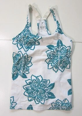 Antiguo Sujetador Azul Marino Activo Verde Blanco Floral Incorporado Espalda en T Yoga Correr Entrenamiento Tanque XS Foto 1 de 4