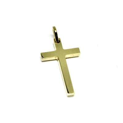 SOLID 18K YELLOW GOLD SMALL CROSS 18mm, SQUARED, SMOOTH, 2mm THICK MADE IN ITALY - Image 1 of 4