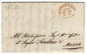Sardegna - Prefilatelica per Mozzio con bollo Domodossola P.P. rosso 1850 - Picture 1 of 2
