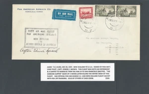 AAMC Trans Oceanic T.O. (T.O.) Flüge #1292 29. Dezember 1937 Neuseeland nach USA--- - Bild 1 von 1