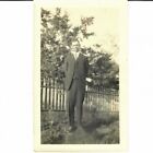 1930s Photo Man Suit Tie Vintage Old Picket Fence Black And White