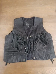 Italian Stone Genuine Leather Vest with tasles Uni Size XL - Picture 1 of 8
