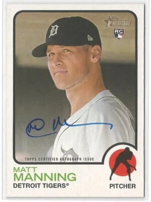 2022 Topps Heritage Baseball Matt Manning Real One Auto #ROA-MMG Detroit Tigers - Image 1 of 2