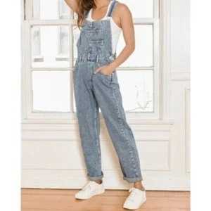 New Free People Ziggy Denim Overalls Jean One Piece Slouchy in Blue XS - Picture 1 of 13