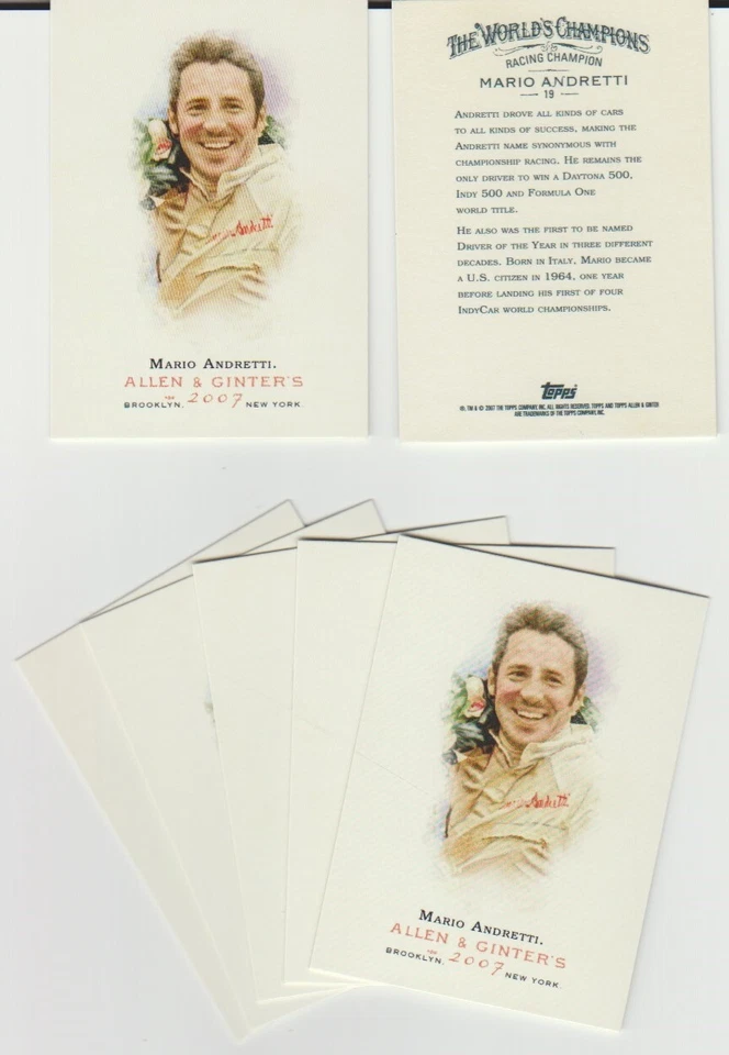 Mario Andretti, 2007 Topps Allen & Ginter's #19, racing legend - Image 1 of 1