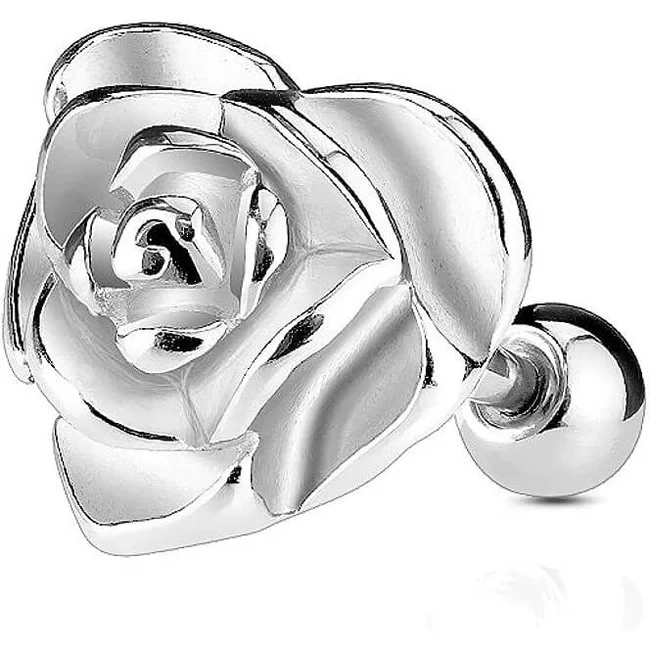 Barra Heart Rose Tragus - 16G 1/4” - Piercing de cartílago floral Foto 1 de 1
