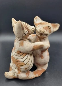 Vintage Dancing Dogs of Colima Pre-Columbian Style Pottery Figurine - Picture 1 of 9