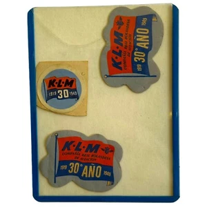 Vintage (3 Stück) KLM Airlines Papieraufkleber 30. Jahr 1949 - Bild 1 von 5
