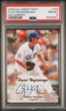 2008 Upper Deck Sweet Spot Clayton Kershaw #133 Rookie Auto /199 PSA 8