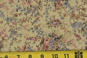 By 1/2 Yd, Vintage, Pink & Lavender Floral on Tan, Hoffman, Les Jardins,P8371 - Picture 1 of 6