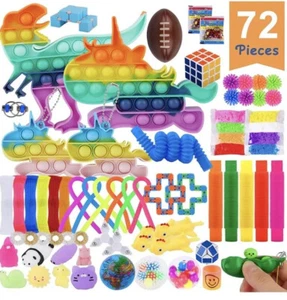 KIZCITY 72 Pcs Fidget Toys Pack for Kids, Pop Fidget Its Toy, New with box dam - Picture 1 of 9
