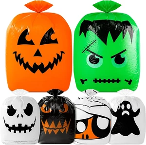 6 Pcs Halloween Pumpkin Leaf Bags, Halloween Pumpkin Trash Bags with Twist Tie, - Picture 1 of 7