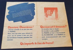 Tract Service de la main d'oeuvre  Française en Allemagne 1942 - Picture 1 of 2