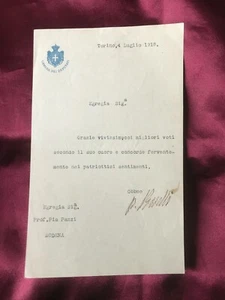 Autograph PAOLO BOSELLI (†1932)-34st Prime Minister ITALY-WWI-handsigned letter - Picture 1 of 2