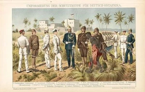 UNIFORM der Schutztruppe DOA Deutsch Ostafrika Kolonien LITHOGRAPHIE von 1892 - Bild 1 von 1