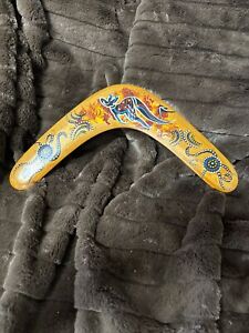 Boomerang 12" Handmade Hand Painted Authentic Australian Signed T J Australia