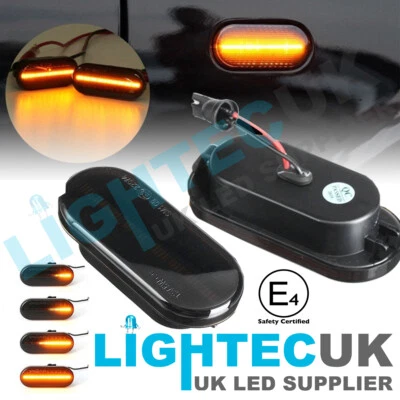 FORD SEAT SKODA VW BLACK SMOKED DYNAMIC FLOWING LED SIDE REPEATERS INDICATORS - Image 1 of 4
