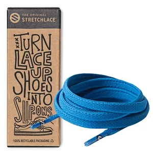 The Original Stretchlace - Flat Neon Blue  Elastic Shoe Laces 40" NEW - Picture 1 of 6