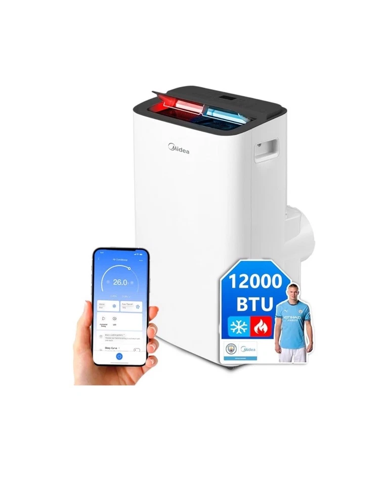 Midea Mobile Klimaanlage 4 In 1 Heizen Kühlen Entfeuchten Liftreiniger 3500W App