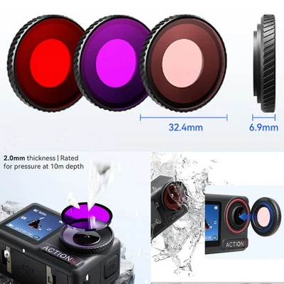 Pour DJI Osmo Action 5 Pro/4 Caméra Filtre d'objectif Filtre plongée imperméable - Image 1 of 4