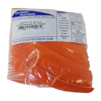 Paquete de 100 plumas Gateway 5" ala derecha: parabólico Flo naranja 500RPSFO-100 Foto 1 de 3