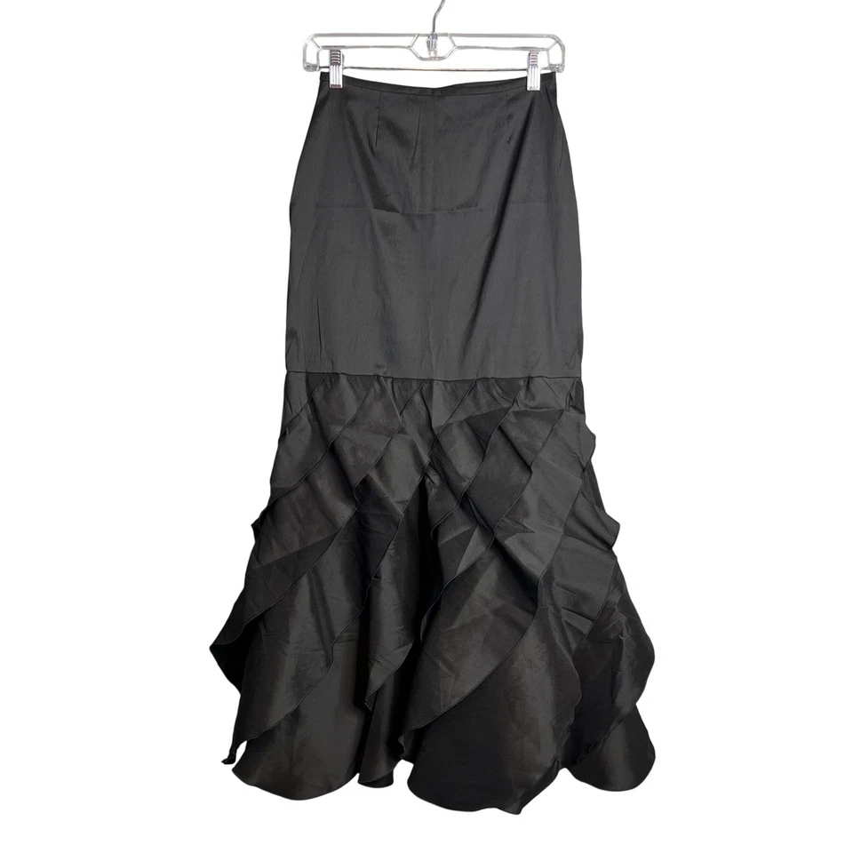 Maxi Falda Negra Colección Tadashi Talla 4 Volantes En Niveles Formal Noche Fiesta Foto 1 de 4