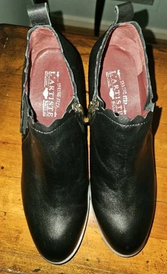 Spring Step L'Artiste Boots Womens 39 Ankle Black Leather Zip Heels Shoes Matona - Image 1 of 4
