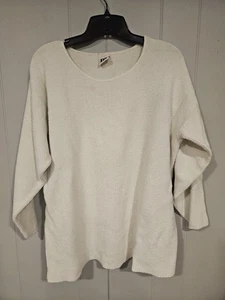 Vintage Basic Editions Waffle Knit Thermal Over Shirt Size Large Cotton White  - Picture 1 of 5