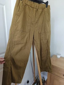 Beyond Nine Canvas Twill Utility Cargo Stretch Trousers UK 14-16 Brown Lagenlook - Picture 1 of 6