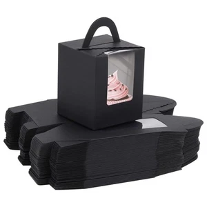 100Pcs Cupcake Boxes With Window 3.6in*3.6in*4.3in Single Individual Cupcake ... - Picture 1 of 8