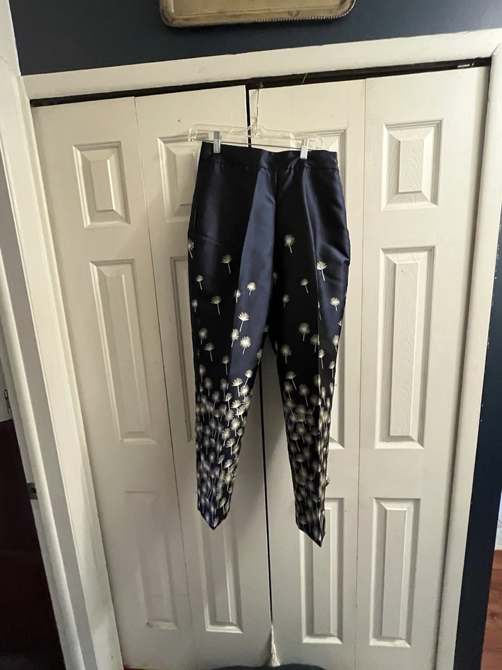 Zara Navy Blue Floral Pants - Image 1 of 3
