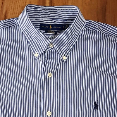 Camisa Polo Ralph Lauren Calce Clásico Rendimiento Botones A Rayas Nylon Hombres XL Foto 1 de 4