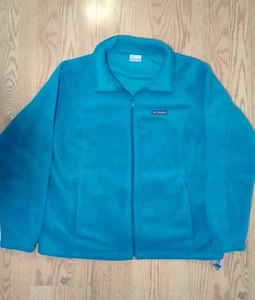 Columbia Fleece Jacket 2X Womens Blue Jacket Full Zip Pockets - Picture 1 of 4
