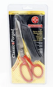 MUNDIAL 270-8SR 8" SERRA SHARP DRESSMAKER SHEARS SCISSORS RED HANDLE BRAZIL NOS - Picture 1 of 2