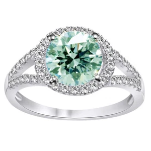 3.06 Ct Vvs1 !Blue White Round Moissanite Diamond Engagement Silver Ring size 7 - Picture 1 of 1