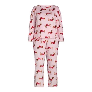 Joyspun Damen Dackel Hund Fleece Langarm Oberteil mit Pyjamahose Gr. 2XL - Bild 1 von 7