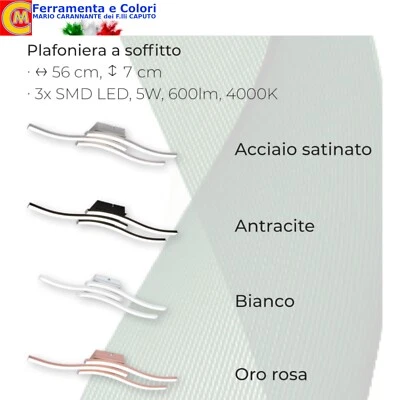 Lampadario Led Moderno 15 Watt Soffitto 4000 Plafoniera Luce Bianca 56 Cm 1800 L - Immagine 1 di 2