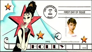 Scott 3786 37 Cents Audrey Hepburn Barbara Montgomery Hand Painted FDC 20 / 50 - Picture 1 of 2