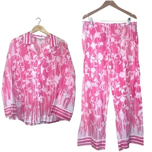 Rosa und weiß Neu mit Etikett Oscar de la Renta leichtes tropisches Set zum Überziehen Urlaub - Bild 1 von 13