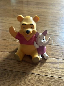 Disney Winnie The Pooh and Piglet Coin Piggy Bank Vinyl Plastic - Vintage 6 Inch - Picture 1 of 5
