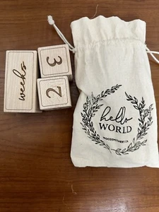 Hello World Wood Blocks Baby Photography Photo shoot Props - Picture 1 of 5