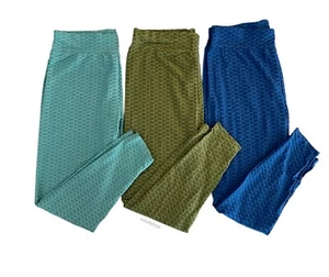 Pack of 3 Women Leggings Yoga Pants Anti Cellulite Sports Butt Lifting Gym PLUS - Picture 1 of 4